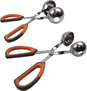 2 Pcs Meatball Maker Tongs Meat Ballers Scoop Ball Maker Ice Tongs | None-Stick, Stainless Steel, Ball Maker for Meat, Cake Pop, Ice Cream Scoop, Fruit, Cookie Dough, Melon - Orange, M & L Size 2 Pcs Meatball Maker Tongs Meat Ballers Scoop Ball Maker Ice Tongs | None-Stick, Stainless Steel, Ball Maker for Meat, Cake Pop, Ice Cream Scoop, Fruit, Cookie Dough, Melon - Orange, M & L Size