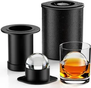 Clear Ice Ball Maker for Whiskey: 2.5" Crystal Clear Ice Maker - Large Ice Sphere Maker for Bourbon & Cocktails - Easy Release Silicone Ice Cube Maker Clear Ice Ball Maker for Whiskey: 2.5" Crystal Clear Ice Maker - Large Ice Sphere Maker for Bourbon & Cocktails - Easy Release Silicone Ice Cube Maker