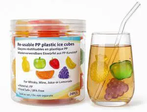 24 PCS Reusable Ice Cubes for Drinks, Plastic Ice Cubes for Drinks, PE Plastic Fruit Shape Ice Cubes, Reusable Ice Cubes, Plastic, Colorful, Non Diluting for Drinks, Cocktails, Whiskey, Wine, Coffee 24 PCS Reusable Ice Cubes for Drinks, Plastic Ice Cubes for Drinks, PE Plastic Fruit Shape Ice Cubes, Reusable Ice Cubes, Plastic, Colorful, Non Diluting for Drinks, Cocktails, Whiskey, Wine, Coffee
