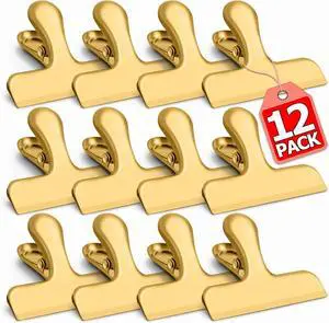 VNDUEEY 12 Pack Chip Clips, Stainless Steel Bag Clips for Food - Keep Snacks Fresh, Strong Grip Chip Clip Bag Clip, Perfect for Kitchen and Office Supplies -3 Inches, Gold VNDUEEY 12 Pack Chip Clips, Stainless Steel Bag Clips for Food - Keep Snacks Fresh, Strong Grip Chip Clip Bag Clip, Perfect for Kitchen and Office Supplies -3 Inches, Gold