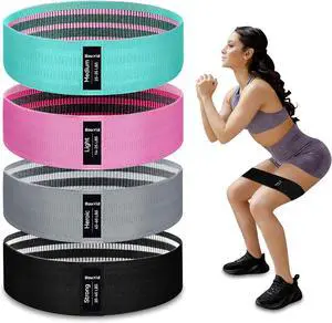 Resistance Bands for Working Out, 4 Levels Exercise Bands for Women & Men, Elastic Workout Band for Physical Therapy, Fabric Booty Band for Gym, Yoga, Pilates, Leg Training Resistance Bands for Working Out, 4 Levels Exercise Bands for Women & Men, Elastic Workout Band for Physical Therapy, Fabric Booty Band for Gym, Yoga, Pilates, Leg Training