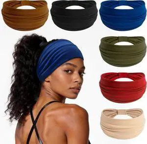 6 Pack Wide head bands for women's hair, Sports Stretchy Sweat hair bands | Soft Knotted Boho Headbands for Women Non Slip Stretchy Sweat-Wicking Hair Bands for Yoga, Running, Workouts & Daily Use 6 Pack Wide head bands for women's hair, Sports Stretchy Sweat hair bands | Soft Knotted Boho Headbands for Women Non Slip Stretchy Sweat-Wicking Hair Bands for Yoga, Running, Workouts & Daily Use