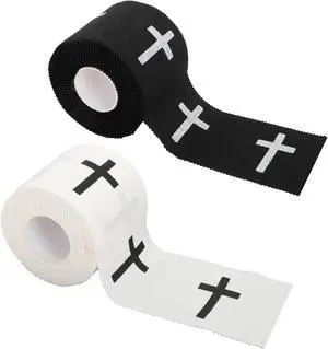 2 Pcs Athletic Tape 2in x 23ft, Cross Wrist Sports Tape Zinc Oxide | Christian athletic tape with cross design, zinc oxide cotton wrap for wrist support, sports protection and training. 2 Pcs Athletic Tape 2in x 23ft, Cross Wrist Sports Tape Zinc Oxide | Christian athletic tape with cross design, zinc oxide cotton wrap for wrist support, sports protection and training.