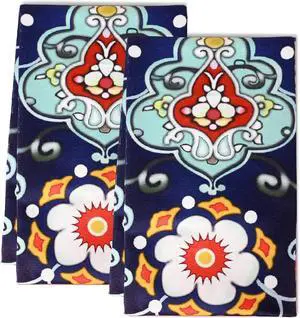 Bohemian Floral Kitchen Towels Set of 2 - Absorbent 24x16 Inch Dish Towels with Boho Mandala Design, Colorful Dish Cloths for Drying, Gift for Chef, Cook (Ttowel-White-1-3) Bohemian Floral Kitchen Towels Set of 2 - Absorbent 24x16 Inch Dish Towels with Boho Mandala Design, Colorful Dish Cloths for Drying, Gift for Chef, Cook (Ttowel-White-1-3)