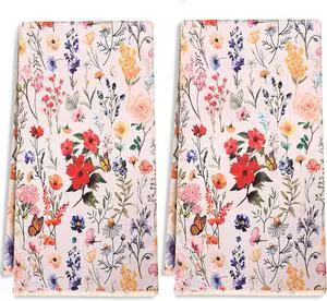 Spring Floral Kitchen Towels Set of 2 16x24 Inch Decorative Farmhouse Dish Towels with Hanging Loop, Vintage Watercolor Flower Tea Towels for Kitchen, Bathroom & Baking Spring Floral Kitchen Towels Set of 2 16x24 Inch Decorative Farmhouse Dish Towels with Hanging Loop, Vintage Watercolor Flower Tea Towels for Kitchen, Bathroom & Baking