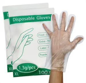 200 Pcs Extra Thick Disposable Plastic Gloves, XL - Food Safe & Latex Free | Cooking & Food Prep, Clear, Food Safe, Latex/Powder Free, Resealable Bag 200 Pcs Extra Thick Disposable Plastic Gloves, XL - Food Safe & Latex Free | Cooking & Food Prep, Clear, Food Safe, Latex/Powder Free, Resealable Bag