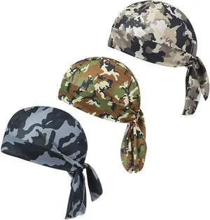 3 Pcs Camouflage Dew Rags Doo Rags Skull Caps Sweat Wicking Head Wraps Helmet Liners Bandana Beanies for Cycling Motorcycle 3 Pcs Camouflage Dew Rags Doo Rags Skull Caps Sweat Wicking Head Wraps Helmet Liners Bandana Beanies for Cycling Motorcycle