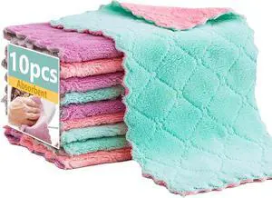 Microfiber Cleaning Cloths - Super Absorbent, Streak-Free & Lint-Free Towels for Glass, Kitchen & Home (Gray, Purple, Pink, Green) (10pcs) Microfiber Cleaning Cloths - Super Absorbent, Streak-Free & Lint-Free Towels for Glass, Kitchen & Home (Gray, Purple, Pink, Green) (10pcs)