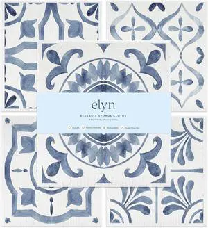 ELYN Swedish Dishcloths, Reusable & Washable Sponge Cloths, Absorbent Cleaning Paper Towels for Kitchen, Dishes, Counters and More, 5 Pack, Assorted Moroccan Pattern ELYN Swedish Dishcloths, Reusable & Washable Sponge Cloths, Absorbent Cleaning Paper Towels for Kitchen, Dishes, Counters and More, 5 Pack, Assorted Moroccan Pattern