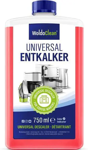 WoldoClean Descaling Solution for Coffee & Espresso Machines 25.6 Fl Oz - compatible with Keurig, Nespresso, Breville, Ninja, Nespresso, Delonghi, Reusable Formula with Color Indicator WoldoClean Descaling Solution for Coffee & Espresso Machines 25.6 Fl Oz - compatible with Keurig, Nespresso, Breville, Ninja, Nespresso, Delonghi, Reusable Formula with Color Indicator