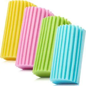 4 Pack Damp Dusting Sponge Duster, Dust Cleaning Sponge, Reusable Household Cleaning Sponge Tool for Blinds, floorboards, Fan Blades, Vents, Glass, Railings, Mirrors(Pink,Green,Yellow,Blue) 4 Pack Damp Dusting Sponge Duster, Dust Cleaning Sponge, Reusable Household Cleaning Sponge Tool for Blinds, floorboards, Fan Blades, Vents, Glass, Railings, Mirrors(Pink,Green,Yellow,Blue)