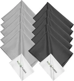 Eco-Fused Microfiber Cleaning Cloths - 12 Pack - for Cleaning Glasses, Spectacles, Camera Lenses, iPad, Tablets, Phones, iPhone, Android Phones, Laptops, LCD Screens and Other Delicate Surfaces Eco-Fused Microfiber Cleaning Cloths - 12 Pack - for Cleaning Glasses, Spectacles, Camera Lenses, iPad, Tablets, Phones, iPhone, Android Phones, Laptops, LCD Screens and Other Delicate Surfaces