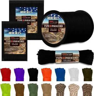 HERCULES Type III Paracord 550 Paracord Rope Parachute Cord, 50' Black for Survival Rope, Survival Cord HERCULES Type III Paracord 550 Paracord Rope Parachute Cord, 50' Black for Survival Rope, Survival Cord