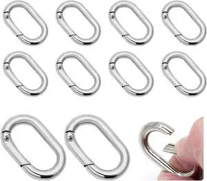 Hordion 10pcs Spring Key Ring Tiny Carabiner Clip, Oval Hordion 10pcs Spring Key Ring Tiny Carabiner Clip, Oval