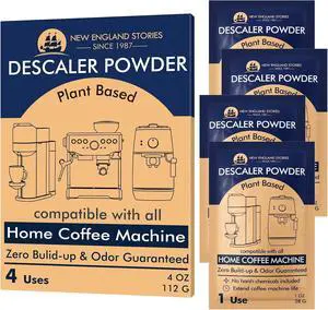 Descaling Powder Solution (4 Uses) Removes Scale and Build-Up, Automatic Coffee Pots & Makers & Espresso Machines Descaler, Compatible with Keurig Breville Nespresso Delonghi Ninja Descaling Powder Solution (4 Uses) Removes Scale and Build-Up, Automatic Coffee Pots & Makers & Espresso Machines Descaler, Compatible with Keurig Breville Nespresso Delonghi Ninja