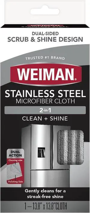 Weiman Microfiber Cloth for Stainless Steel - Safely Traps and Removes Dirt, Oil and Grime to Protect From Scratches 1.40" x 3.56" Weiman Microfiber Cloth for Stainless Steel - Safely Traps and Removes Dirt, Oil and Grime to Protect From Scratches 1.40" x 3.56"
