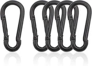 Black Stainless Steel Carabiner Clip - Heavy Duty Electroplated Spring Hook for Outdoor Sports, Climbing and Keychain Black Stainless Steel Carabiner Clip - Heavy Duty Electroplated Spring Hook for Outdoor Sports, Climbing and Keychain