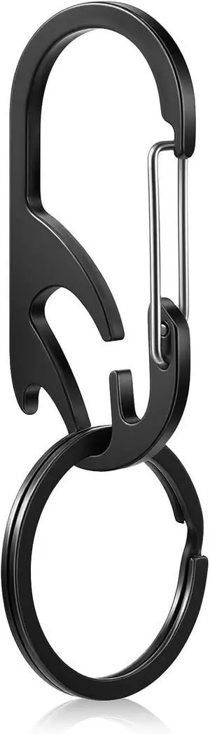 Tyqour Key Carabiner Clips, Carabiner Keychain with Bottle Opener, Key Holder for Keychain, Heavy Duty Stainless Steel Keychain Hook for Men and Women (Black,1-Pack) Tyqour Key Carabiner Clips, Carabiner Keychain with Bottle Opener, Key Holder for Keychain, Heavy Duty Stainless Steel Keychain Hook for Men and Women (Black,1-Pack)