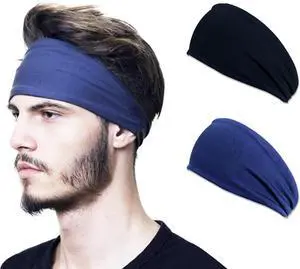 Sports Headbands for Men,Moisture Wicking Workout Headband,Workout Sweatbands for Running Cycling Yoga(2 Pcs,Black and Blue) Sports Headbands for Men,Moisture Wicking Workout Headband,Workout Sweatbands for Running Cycling Yoga(2 Pcs,Black and Blue)