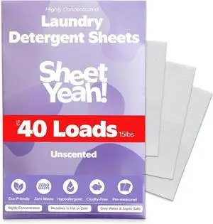 Laundry Detergent Sheets - 40 Loads - No Plastic Jug Concentrated Laundry Detergent, Hypoallergenic, Gentle on Skin - 20 Sheets Laundry Detergent Sheets - 40 Loads - No Plastic Jug Concentrated Laundry Detergent, Hypoallergenic, Gentle on Skin - 20 Sheets