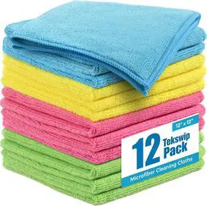 Microfiber Cleaning Cloth, 12 Pack, 12x12 Inch, Assorted Colors | Reusable Lint Free Streak Free Super Absorbent Kitchen Towels Microfiber Towels Cleaning Cloths Rags Microfiber Cleaning Cloth, 12 Pack, 12x12 Inch, Assorted Colors | Reusable Lint Free Streak Free Super Absorbent Kitchen Towels Microfiber Towels Cleaning Cloths Rags