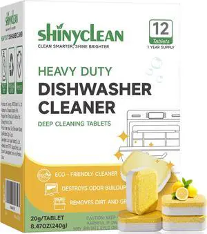 Heavy Duty Dishwasher Cleaner & Deodorizer Tablets, 20g*12 Pack | 1 Year supply, dishwasher descaler, septic safe, removes limescale, hard water stains & bad odors to refresh your machine Heavy Duty Dishwasher Cleaner & Deodorizer Tablets, 20g*12 Pack | 1 Year supply, dishwasher descaler, septic safe, removes limescale, hard water stains & bad odors to refresh your machine