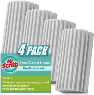 4 Pack Damp Dusting Sponge Duster, Grey Dust Cleaning Sponge, Reusable Household Cleaning Sponge Tool for Blinds, floorboards, Fan Blades, Vents, Glass, Railings, Mirrors 4 Pack Damp Dusting Sponge Duster, Grey Dust Cleaning Sponge, Reusable Household Cleaning Sponge Tool for Blinds, floorboards, Fan Blades, Vents, Glass, Railings, Mirrors
