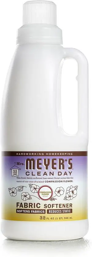 MRS. MEYER'S CLEAN DAY Liquid Fabric Softener, Compassion Flower, 32 fl oz | Softens and Freshens Laundry, Reduces Static, Up to 32 Loads per Bottle, Cruelty Free, Made with Essential Oils MRS. MEYER'S CLEAN DAY Liquid Fabric Softener, Compassion Flower, 32 fl oz | Softens and Freshens Laundry, Reduces Static, Up to 32 Loads per Bottle, Cruelty Free, Made with Essential Oils