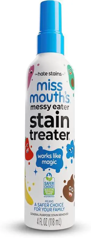 Miss Mouth's Messy Eater Stain Treater Spray, Laundry Stain Remover, 4 Oz | Newborn & Baby Essentials; Cleans Off Food, Grease, Coffee; Use on Laundry, Underwear, Fabric Miss Mouth's Messy Eater Stain Treater Spray, Laundry Stain Remover, 4 Oz | Newborn & Baby Essentials; Cleans Off Food, Grease, Coffee; Use on Laundry, Underwear, Fabric