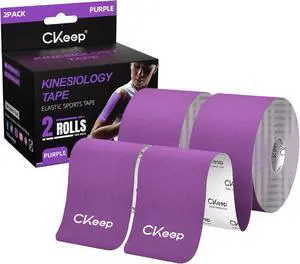 CKeep Kinesiology Tape, Uncut Premium Elastic Athletic Tape 2 Rolls, Purple | Original Cotton Latex Free Kinetic Tape, Breathable & Waterproof Sports Tape for Muscle and Joint Support, 2inch x 16ft CKeep Kinesiology Tape, Uncut Premium Elastic Athletic Tape 2 Rolls, Purple | Original Cotton Latex Free Kinetic Tape, Breathable & Waterproof Sports Tape for Muscle and Joint Support, 2inch x 16ft