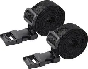 Wisdompro Luggage Strap, 2 Pack Heavy Duty Utility Straps - 48 inch, Black | Lashing Straps with Quick Release Buckle, Adjustable Nylon Belt for Backpacking, Sleeping Bag Compression, Camping, Hiking Wisdompro Luggage Strap, 2 Pack Heavy Duty Utility Straps - 48 inch, Black | Lashing Straps with Quick Release Buckle, Adjustable Nylon Belt for Backpacking, Sleeping Bag Compression, Camping, Hiking