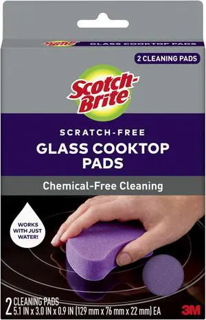 Scotch-Brite Scratch-Free Glass Cooktop Pads, Chemical Free Cleaning for Glass Stovetops, Tackle Burnt-On Messes, 2 Cleaning Pads Scotch-Brite Scratch-Free Glass Cooktop Pads, Chemical Free Cleaning for Glass Stovetops, Tackle Burnt-On Messes, 2 Cleaning Pads