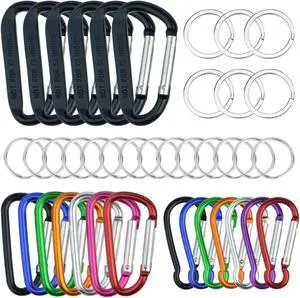 20 Pack Carabiners Clips with Keychain D Ring Caribeaner Clip Hook for Backpack Water Bottle Key Home RV Outdoor Small Item (3 Style) 20 Pack Carabiners Clips with Keychain D Ring Caribeaner Clip Hook for Backpack Water Bottle Key Home RV Outdoor Small Item (3 Style)
