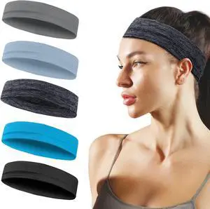 Sports Headbands for Women, 5 Pack Moisture Wicking Non Slip Sweatbands Fashionable Hairbands for Workout Yoga Running Gym Sports Headbands for Women, 5 Pack Moisture Wicking Non Slip Sweatbands Fashionable Hairbands for Workout Yoga Running Gym