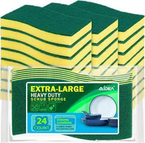 AIDEA Sponges Kitchen, 24 PK XL Heavy Duty Dish Sponges, Scrub Sponges | Dish Sponges Stink-Free, Extra Large Cleaning Dish Scrubber Sponges for Home & Bathroom, Sponges Bulk Supplies for Pots/ Pans AIDEA Sponges Kitchen, 24 PK XL Heavy Duty Dish Sponges, Scrub Sponges | Dish Sponges Stink-Free, Extra Large Cleaning Dish Scrubber Sponges for Home & Bathroom, Sponges Bulk Supplies for Pots/ Pans