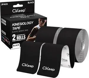 CKeep Kinesiology Tape, Uncut Premium Elastic Athletic Tape 2 Rolls, Black | Original Cotton Latex Free Kinetic Tape, Breathable & Waterproof Sports Tape for Muscle and Joint Support, 2inch x 16ft CKeep Kinesiology Tape, Uncut Premium Elastic Athletic Tape 2 Rolls, Black | Original Cotton Latex Free Kinetic Tape, Breathable & Waterproof Sports Tape for Muscle and Joint Support, 2inch x 16ft