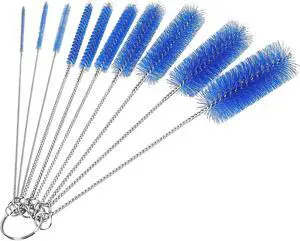 CiaraQ Bottle Cleaning Brushes, 8 Inch Nylon Tube Brush Set | Navy Blue Cleaner for Narrow Neck Bottles Cups with Hook, Set of 10pcs. CiaraQ Bottle Cleaning Brushes, 8 Inch Nylon Tube Brush Set | Navy Blue Cleaner for Narrow Neck Bottles Cups with Hook, Set of 10pcs.