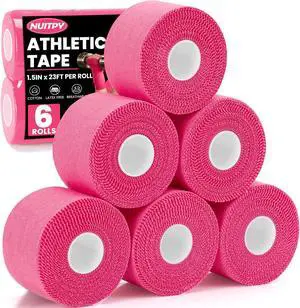 NUITPY 6 Pack Athletic Tape, Pink Sports Tape, Easy Tear Wrist Tape | Strong Adhesion Tapes for Boxing, Gymnastics, Hockey, Soccer, Lacrosse and First Aid(1.5in x 138ft Total) NUITPY 6 Pack Athletic Tape, Pink Sports Tape, Easy Tear Wrist Tape | Strong Adhesion Tapes for Boxing, Gymnastics, Hockey, Soccer, Lacrosse and First Aid(1.5in x 138ft Total)