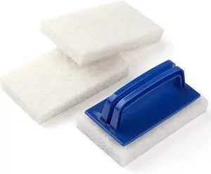 Handled Bath Scrubber, Bathroom Scouring Pad, Heavy Duty Cleaning Sponge Scrub Brush, Non-Scratch Remove Soap Scum, for Cleaning Shower Tile Bathtube Sink Spas Hot Tubs, Swimming Pool Step & Corner Handled Bath Scrubber, Bathroom Scouring Pad, Heavy Duty Cleaning Sponge Scrub Brush, Non-Scratch Remove Soap Scum, for Cleaning Shower Tile Bathtube Sink Spas Hot Tubs, Swimming Pool Step & Corner