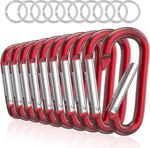 sprookber 3" Aluminum Carabiner D Ring, Caribeener Clips, Spring Snap Hook for Keychain Clip, Set of 10 sprookber 3" Aluminum Carabiner D Ring, Caribeener Clips, Spring Snap Hook for Keychain Clip, Set of 10