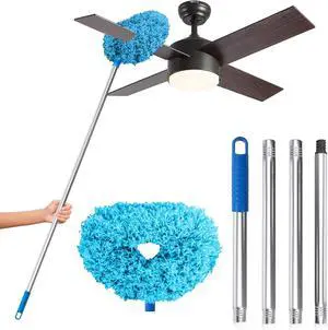 DRQ Ceiling Fan Cleaner Duster with 13-48 in Extension Pole, Blue | Detachable, Washable Microfiber Brush Head Is Reusable for Ceiling Fan Blades, Walls, Bookshelves, Door Tops and Window Tops DRQ Ceiling Fan Cleaner Duster with 13-48 in Extension Pole, Blue | Detachable, Washable Microfiber Brush Head Is Reusable for Ceiling Fan Blades, Walls, Bookshelves, Door Tops and Window Tops