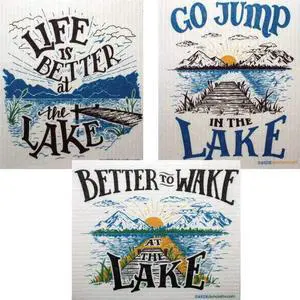 SWEDEdishcloths - Cellulose Sponge Dish Towels - Mixed Set of 3 (One of Each Design) Lake Life Swedish Dish Cloths SWEDEdishcloths - Cellulose Sponge Dish Towels - Mixed Set of 3 (One of Each Design) Lake Life Swedish Dish Cloths
