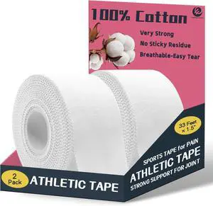 Athletic Tape 2 Pack White Sports Tape Athletic Strong-Breathable-Easy Tear-No Sticky Residue Wrist Ankle Tape for Lacrosse Boxing Gymnastics Climbing Soccer Hockey Bat Injuries Medical Athletic Tape 2 Pack White Sports Tape Athletic Strong-Breathable-Easy Tear-No Sticky Residue Wrist Ankle Tape for Lacrosse Boxing Gymnastics Climbing Soccer Hockey Bat Injuries Medical