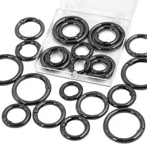 24 PCS Trigger Spring O Rings, Round Carabiner Clip, 4 Sizes (Black Gun) | Metal Round Snap Buckle, Circle Spring Key Ring for Purse Keychain Handbag Hardware Jewelry Clips Making 24 PCS Trigger Spring O Rings, Round Carabiner Clip, 4 Sizes (Black Gun) | Metal Round Snap Buckle, Circle Spring Key Ring for Purse Keychain Handbag Hardware Jewelry Clips Making