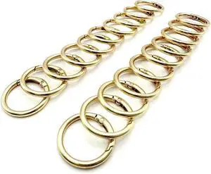 20 Pack 1 Inch Carabiner Clip, Spring O Rings Metal Alloy Purse Clip, Round Keyring Buckle Clips, Small Keychain Hook Clip for Key Bag (Gold) 20 Pack 1 Inch Carabiner Clip, Spring O Rings Metal Alloy Purse Clip, Round Keyring Buckle Clips, Small Keychain Hook Clip for Key Bag (Gold)