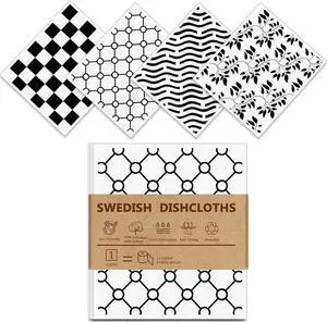 Swedish Dishclothsfor Kitchen, 4 Pack, Reusable, Super Absorbent | Washable & No Odor Dish Rags, Non-Scratch Cellulose Sponge Cloths for Washing Dishes, Dishwasher Safe, Biodegradable Swedish Dishclothsfor Kitchen, 4 Pack, Reusable, Super Absorbent | Washable & No Odor Dish Rags, Non-Scratch Cellulose Sponge Cloths for Washing Dishes, Dishwasher Safe, Biodegradable