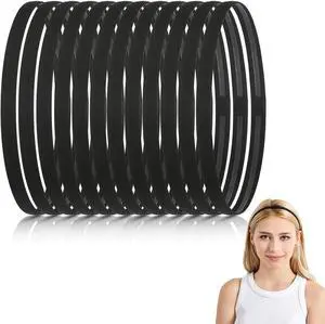 WILLBOND 12 Pcs Thin Sport Elastic Headband Non Slip Skinny Athletic Exercise Hairband Women Men Silicone Grip Hair Sweatband Yoga Workout Running Football Basketball Soccer Tennis(Black) WILLBOND 12 Pcs Thin Sport Elastic Headband Non Slip Skinny Athletic Exercise Hairband Women Men Silicone Grip Hair Sweatband Yoga Workout Running Football Basketball Soccer Tennis(Black)