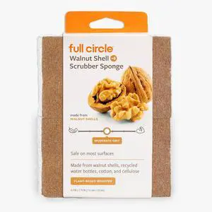 Full Circle Walnut and Cellulose Scrubber Sponges, Pack of 6 | Powerful yet non-scratch, made with sustainable plant-based materialssafe for nonstick cookware. Full Circle Walnut and Cellulose Scrubber Sponges, Pack of 6 | Powerful yet non-scratch, made with sustainable plant-based materialssafe for nonstick cookware.