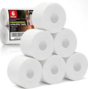 Professional White Athletic Sports Tape, 6 Pack Wrist Ankle Tape | Easy Tear Strong Adhesion Gymnastics Tape for Soccer Football Boxing Hockey Baseball Climbing & Hands Fingers Injuries Wrap Professional White Athletic Sports Tape, 6 Pack Wrist Ankle Tape | Easy Tear Strong Adhesion Gymnastics Tape for Soccer Football Boxing Hockey Baseball Climbing & Hands Fingers Injuries Wrap