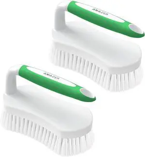 Amazer Scrub Brush for Cleaning Comfort Grip Shower Scrubber Stiff Bristles with Handle Heavy Duty Cleaner Brush for Tub Sink Carpet Floor - Pack of 2 (Green+Green) Amazer Scrub Brush for Cleaning Comfort Grip Shower Scrubber Stiff Bristles with Handle Heavy Duty Cleaner Brush for Tub Sink Carpet Floor - Pack of 2 (Green+Green)